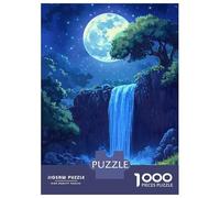 1000 Piece Jigsaw Puzzles Moonlit Waterfall Night Scene Puzzles for Adults Family Games But Fun And Humorous Unique Birthday And Xmas Gifts 70x50cm/1000pcs