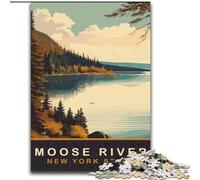 1000 Piece Jigsaw Puzzles Moose River,Decompressing Intellectual Educational Toy Educational Game for Birthday,Chrismas 38x26cm