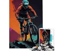 1000 Piece Jigsaw Puzzles Mountain Biker in Action for Educational Game Challenge Toy Brain Teaser Game Perfect Decoration Gifts for Women Men (Size 38x52cm)