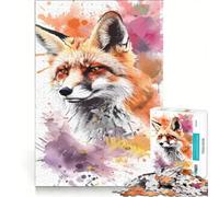 1000 Piece Jigsaw Puzzles Mr Red Fox Splashe Art Watercolour Hands-on Game Birthday Present Unique Gifts for Birthday And Christmas 50x75cm