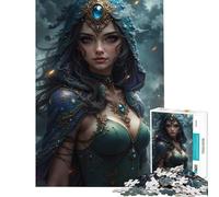 1000-piece Jigsaw Puzzles Mystical Woman with Hood And Jewels Difficult And Challenge Home Art Decor Hands-on Game for 14+ Puzzle Game Offered (38x26cm)