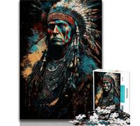 1000 Piece Jigsaw Puzzles Native American Warior 1000 Pieces for Teenagers,Educational Stress Relief Toy Gifts for Friends And Family (size 38x26cm)