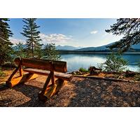 1000 piece jigsaw puzzles,natural beauty,bench,lake,Canada,Jasper,Alberta 38x26CM