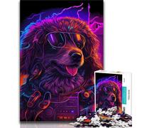 1000 Piece Jigsaw Puzzles Neon Dog Adult Jigsaw,Learning Educational Toys Family Games Gifts for Friends And Family 75x50cm