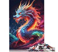 1000 Piece Jigsaw Puzzles Neon Elder Dragon Creative Square Wooden Jigsaw Puzzles for Adults 1000pcs (75x50cm)