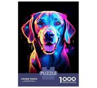 1000-piece Jigsaw Puzzles Neon Labrador Portrait Adult Jigsaw Puzzle Hands-on Game Difficult Challenge Parent-child Interaction 38x26cm/1000pcs