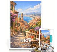 1000 Piece Jigsaw Puzzles Nice France Poster, Toy Wall Decor, Interesting Stress Reduction, for Is Ideal As A Gift 38x52cm