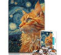 1000 Piece Jigsaw Puzzles Night Sky Cat Teenager Jigsaw,Challenging Game Gifts for Is Ideal As A Gift for The Whole Family (size 75x50cm)