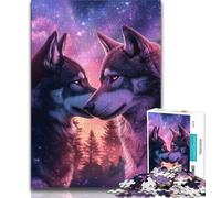 1000 Piece Jigsaw Puzzles Night Sky Wolf,Decompressing Intellectual Educational Toy Educational Game for Birthday,Chrismas (38x26cm)