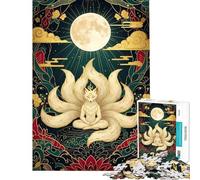1000 Piece Jigsaw Puzzles- Nine-tailed Fox Meditation Under The Moon Adult Jigsaw Puzzle Anti-Stress Toys Analysis And Logic Deal As Gifts for The Whole Family (Size 50x75cm)