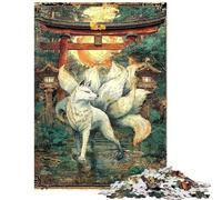 1000 Piece Jigsaw Puzzles- Nine Tails Under The Torii Sunset Puzzles for Teenagers Difficult Hard Every Piece Is Unique Toys Educational Games (38x52cm/1000pcs)