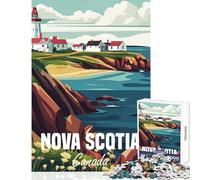 1000 Piece Jigsaw Puzzles Nova Scotia Coastline Poster Jigsaw Puzzles for Adults Difficult Hard Fun Activities at Home Birthday Present, Gifts, (38x26cm)