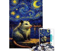 1000 Piece Jigsaw Puzzles- Opossum Starry Night Addictive Toys to Cultivate Patience Educational Game For Family Fun Gifts Ideas (size 75x50cm)