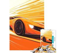 1000 Piece Jigsaw Puzzles- Orange Sports Car Speeding Difficult And Challenge Enhance Memory Home Decoration Toys for Ages 14 And over (38X26CM)