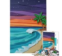 1000 Piece Jigsaw Puzzles- Origami Beach Scene at Sunset Learning Educational Toys for Educational Game Difficult Challenge Gifts Ideas (Size 75x50cm)
