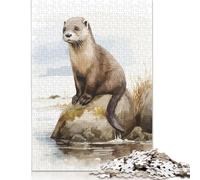 1000 Piece Jigsaw Puzzles Otter Watercolor Cute Wooden Puzzles Educational Toys 1000pcs (75x50cm)