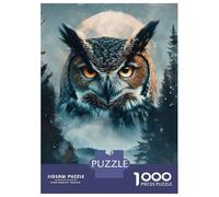 1000 Piece Jigsaw Puzzles- Owl in Forest Under Moonlight Teenager Puzzles Brain Teaser Game Stress Reliever Deal As Gifts for The Whole Family 70x50cm/1000pcs