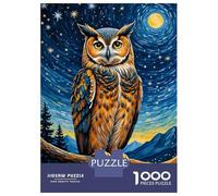 1000-piece Jigsaw Puzzles Owl Starry Night Jigsaws for Adults Brain Teaser Game Improve Memory Unique Gifts for Birthday And Christmas 70x50cm/1000pcs