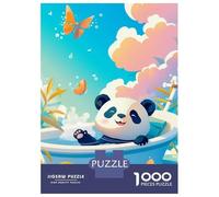 1000 Piece Jigsaw Puzzles- Panda Bath Time Poster, Picture, Metal Print, Paint by EKIM Jigsaws for Adults DIY Toys Perfect Decoration Deal As Gifts for The Whole Family 70x50cm/1000pcs
