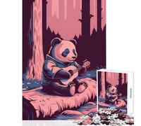 1000-piece Jigsaw Puzzles Panda Playing Guitar in The Forest Jigsaw Puzzles for Teenagers Difficult Challenge Fun Activities at Home Toy Intellectual Game (50x75cm)