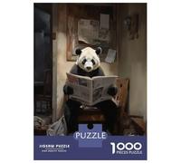 1000-piece Jigsaw Puzzles Panda Reading Newspaper Adult Jigsaw Puzzle Hands-on Game Difficult Challenge Parent-child Interaction 52x38cm/1000pcs