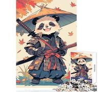 1000 Piece Jigsaw Puzzles Panda Samurai - Cute Samourai Fun Peaceful Family Home Activity Heartwarming Festive Present Choice (50X75cm)