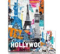 1000 Piece Jigsaw Puzzles Paris Stamp Collage 1000 Pieces for Teenagers,Educational Stress Relief Toy Gifts for Friends And Family (size 38x26cm)