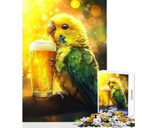 1000 Piece Jigsaw Puzzles- Parrot Cheers With Beer Jigsaw for Teenagers Difficult Challenge Challenging To Complete Unique Challenge Game (38x52cm)