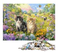 1000 Piece Jigsaw Puzzles Pastoral Kittens in Bloom Puzzle for Adults Woodenboard Puzzles Interesting Stress Reduction Jigsaw Puzzles 1000pcs (75x50cm)