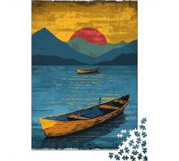 1000-piece Jigsaw Puzzles Peaceful Sunset Boat Scene Adult Jigsaw Hands-on Game A Work of Art Unique Gifts for Birthday And Christmas 70x50cm/1000pcs