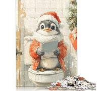 1000 Piece Jigsaw Puzzles Penguin Reading on Toilet Puzzle for Adults Woodenboard Puzzles Interesting Stress Reduction Jigsaw Puzzles 1000pcs (75x50cm)
