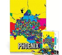1000 Piece Jigsaw Puzzles Phoenix Colorful City Map Clean Cut Piece Mind Challenge Toy Calm Time Fun Christmas Art Piece (38x52cm)
