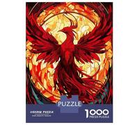 1000 Piece Jigsaw Puzzles- Phoenix Stained Glass Jigsaw Puzzle Brain Teaser Game Wall Decoration Deal As Gifts for The Whole Family 38x26cm/1000pcs