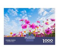 1000-piece Jigsaw Puzzles Pink And Yellow Cosmos Flowers Field Jigsaws for Adults Brain Teaser Game Improve Memory Unique Gifts for Birthday And Christmas 52x38cm/1000pcs