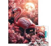 1000 Piece Jigsaw Puzzles Pink Flamingo in Blossom Difficult And Challenge Difficult Hard Practical Game for And 14 Years And over (50X75CM)