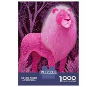 1000 Piece Jigsaw Puzzles- Pink Lion in A Forest Illustration Teenager Puzzles Brain Teaser Game Stress Reliever Deal As Gifts for The Whole Family 70x50cm/1000pcs