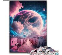1000 Piece Jigsaw Puzzles Pink Planetary Cityscape, for Age 14+ Suitable for Couples Fun at Home Activities, Birthday Present,Travel Gifts (Size 50x75cm)