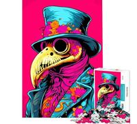 1000-piece Jigsaw Puzzles Plague Doctor with Flowers Illustration Fun Activities at Home Difficult Challenge Anti-Stress Toys for And from 14 Years And over (38x52cm)