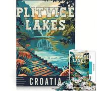 1000 piece jigsaw puzzles Plitvice Lakes in Croatia | 38x26cm Birthday present Decompressing Intellectual for Birthday, Chrismas