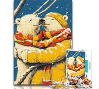 1000 Piece Jigsaw Puzzles Polar Bear Couple Adult Jigsaw,Learning Educational Toys Family Games Gifts for Friends And Family 26x38cm