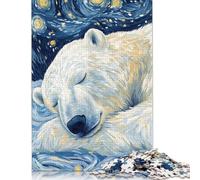 1000 Piece Jigsaw Puzzles Polar Bear Starry Night Square Puzzle for Adults, Paper Puzzles Learning Educational Toy 1000pcs (38x26cm)