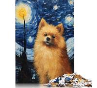 1000 Piece Jigsaw Puzzles Pomeranian Starry Night Puzzles for Adults Wooden Puzzles Educational Game for Adult Child 1000pcs (75x50cm)