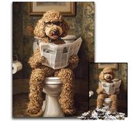 1000 Piece Jigsaw Puzzles Poodle on The Toilet Cardboard Jigsaw Puzzles Challenging Brain Teaser for Teenagers, Family Game Night Fun 26X38CM