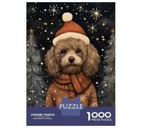 1000-piece Jigsaw Puzzles Poodle Portrait Xmas Art Adult Jigsaw Puzzle Toy Wall Decor A Work of Art Unique Gifts for Birthday And Christmas 70x50cm/1000pcs