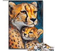 1000 Piece Jigsaw Puzzles Prairie Cheetah, Suitable for Ages 14 And Up Home Educational Games DIY Toys Artwork Gift (Size 50x75cm)