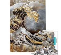 1000 Piece Jigsaw Puzzles- Precious Metal Japan Wave Adult Jigsaw Puzzle Anti-Stress Toys Analysis And Logic Deal As Gifts for The Whole Family (Size 38x26cm)