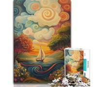 1000 Piece Jigsaw Puzzles Psychedelic Boat 1000 Pieces for Teenagers,Educational Stress Relief Toy Gifts for Friends And Family (size 38x26cm)