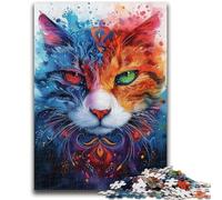 1000 Piece Jigsaw Puzzles Psychedelic Cat Challenging Game And Family Play for Is Ideal As A Gift for The Whole Family 26x38cm