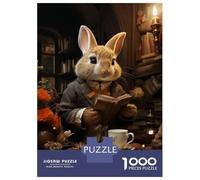 1000-piece Jigsaw Puzzles Rabbit Drinking Tea Jigsaws for Adults Brain Teaser Game Improve Memory Unique Gifts for Birthday And Christmas 38x26cm/1000pcs