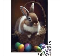 1000 Piece Jigsaw Puzzles Rabbit Easter Bunny Animal 12 Puzzles for Adults Wooden Puzzles Educational Game for Adult 1000pcs (75x50cm)